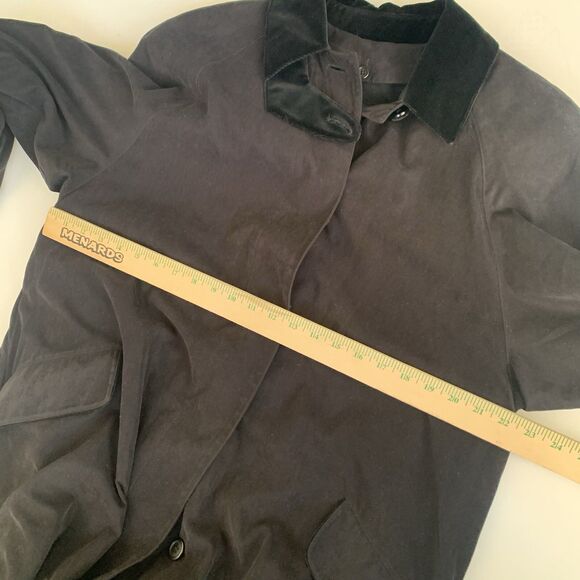 Anne Klein II Trench Coat Womens 10 Dark Brown/Black Long Wool Body Suede Collar - Picture 11 of 13